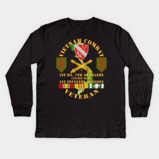 Vietnam Combat Vet - 1st Bn 7th Artillery - 1st Inf Div SSI Kids Long Sleeve T-Shirt